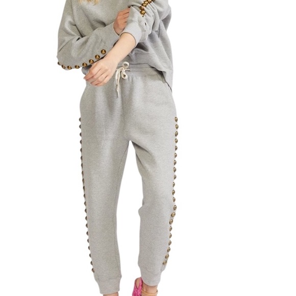 Pants - CYNTHIA ROWLEY Gray Women’s Jogger Pants with Side Stud Detail